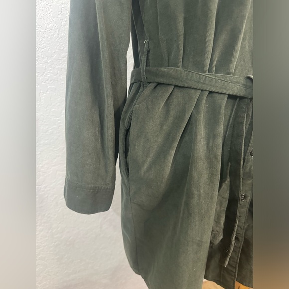 Lucky brand Green Soft Coloroid Dress Buttonup w/Waist Belt Sleeve Options Large - Picture 7 of 10